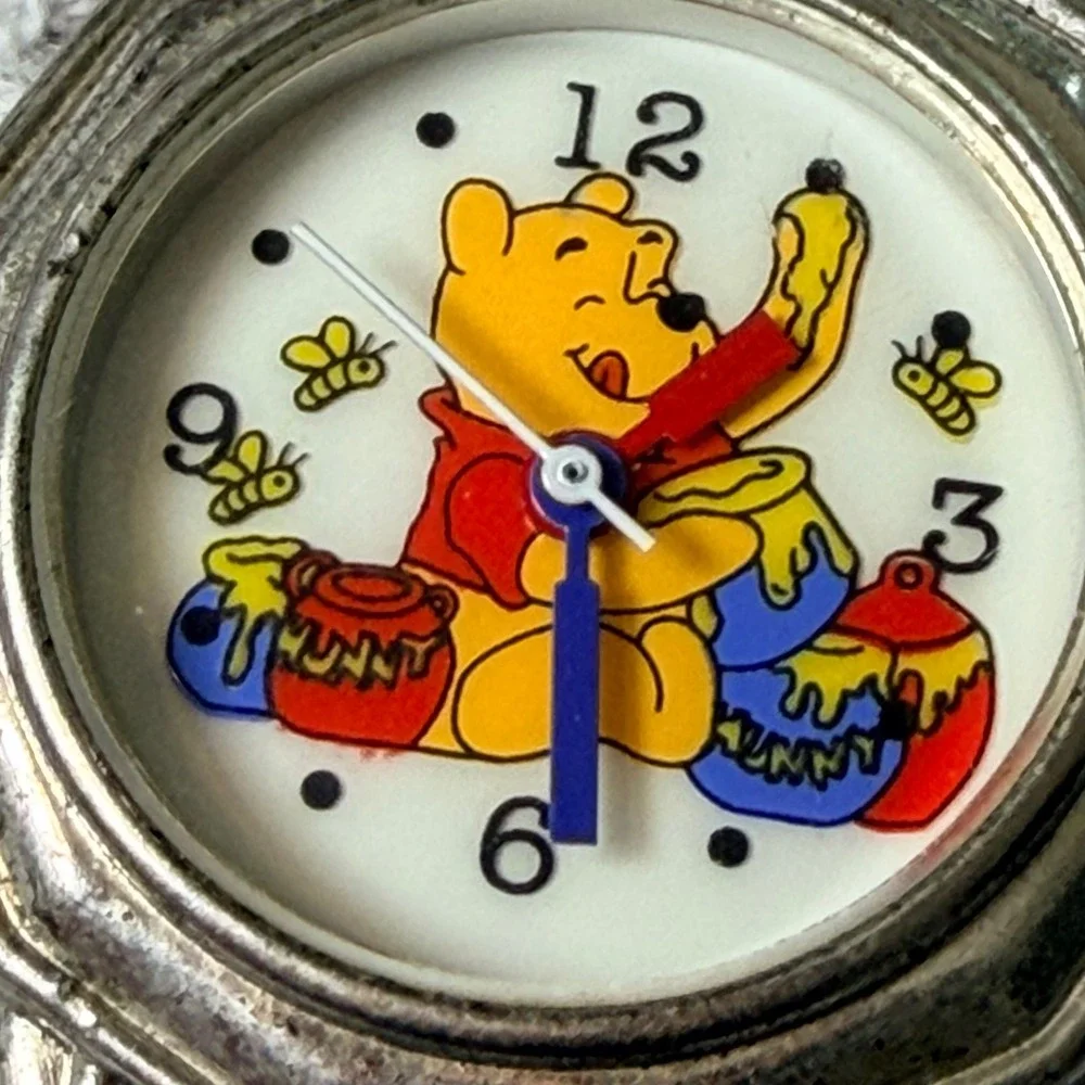 Disney Winnie the Pooh Vintage Octagon Silver Tone Watch Face Only Honey Bees